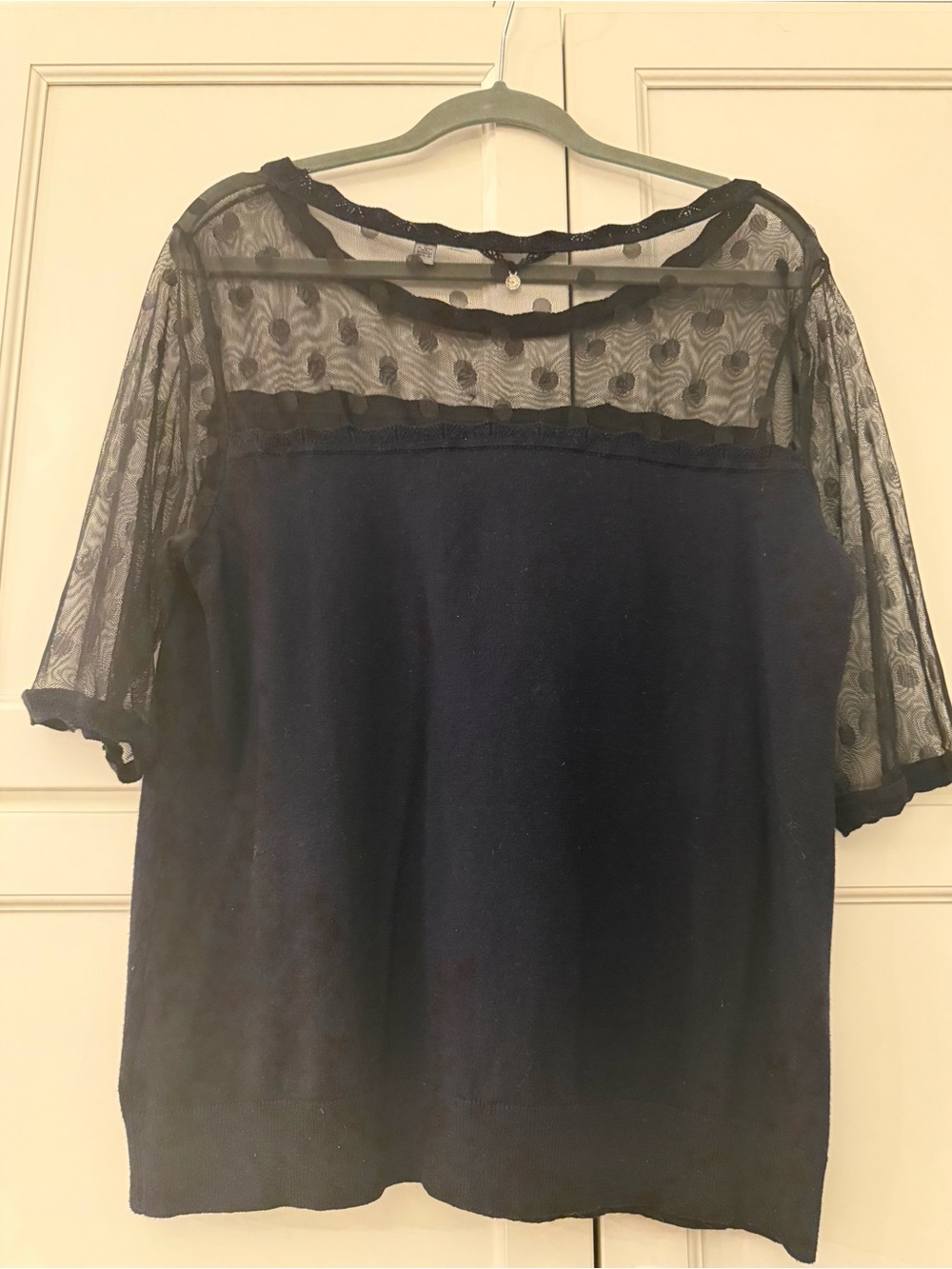 Anthropologie Black Mesh Detail Top | Size XL - Picture 2 of 4
